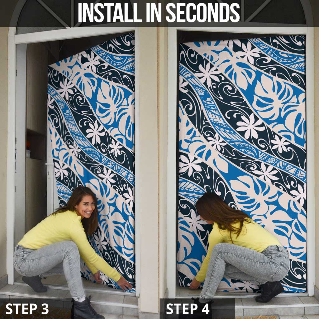 Ninamu Tahiti Tiare Monstera Door Cover Polynesian Pattern Curve Style - Polynesian Pride