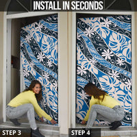 Ninamu Tahiti Tiare Monstera Door Cover Polynesian Pattern Curve Style - Polynesian Pride