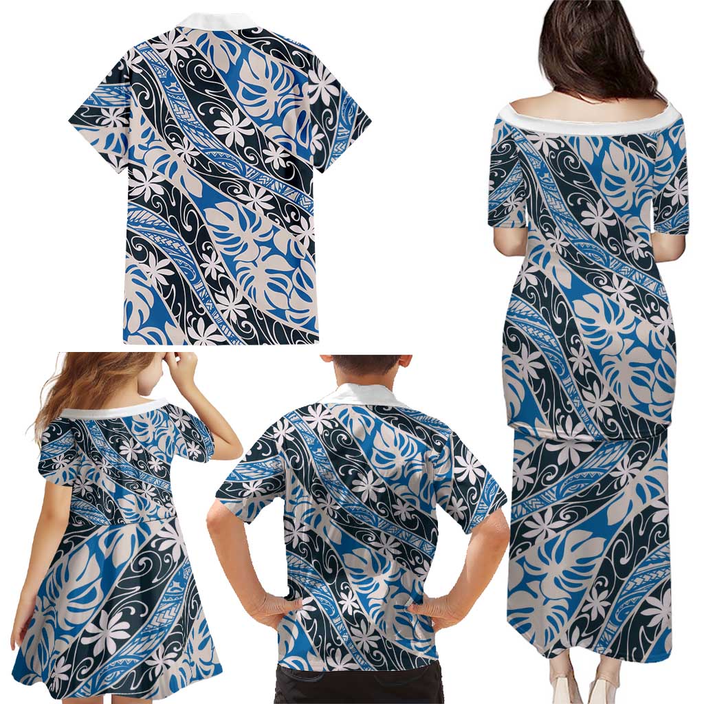 Ninamu Tahiti Tiare Monstera Family Matching Puletasi and Hawaiian Shirt Polynesian Pattern Curve Style LT01 - Polynesian Pride