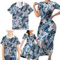 Ninamu Tahiti Tiare Monstera Family Matching Short Sleeve Bodycon Dress and Hawaiian Shirt Polynesian Pattern Curve Style LT01 - Polynesian Pride
