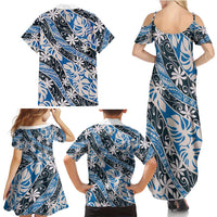 Ninamu Tahiti Tiare Monstera Family Matching Summer Maxi Dress and Hawaiian Shirt Polynesian Pattern Curve Style LT01 - Polynesian Pride