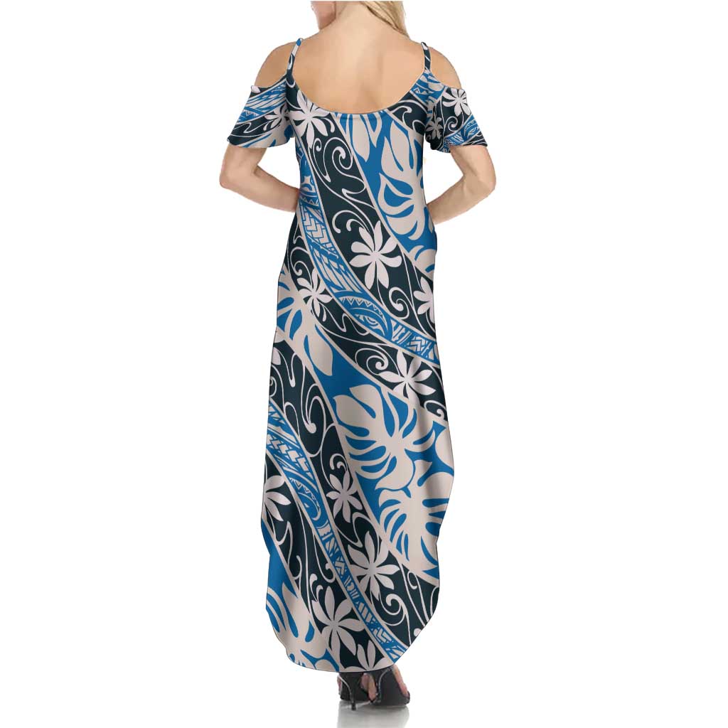 Ninamu Tahiti Tiare Monstera Family Matching Summer Maxi Dress and Hawaiian Shirt Polynesian Pattern Curve Style LT01 - Polynesian Pride
