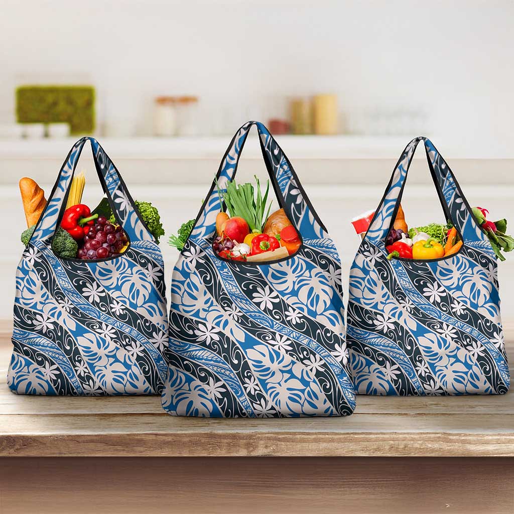 Ninamu Tahiti Tiare Monstera Grocery Bag Polynesian Pattern Curve Style - Polynesian Pride