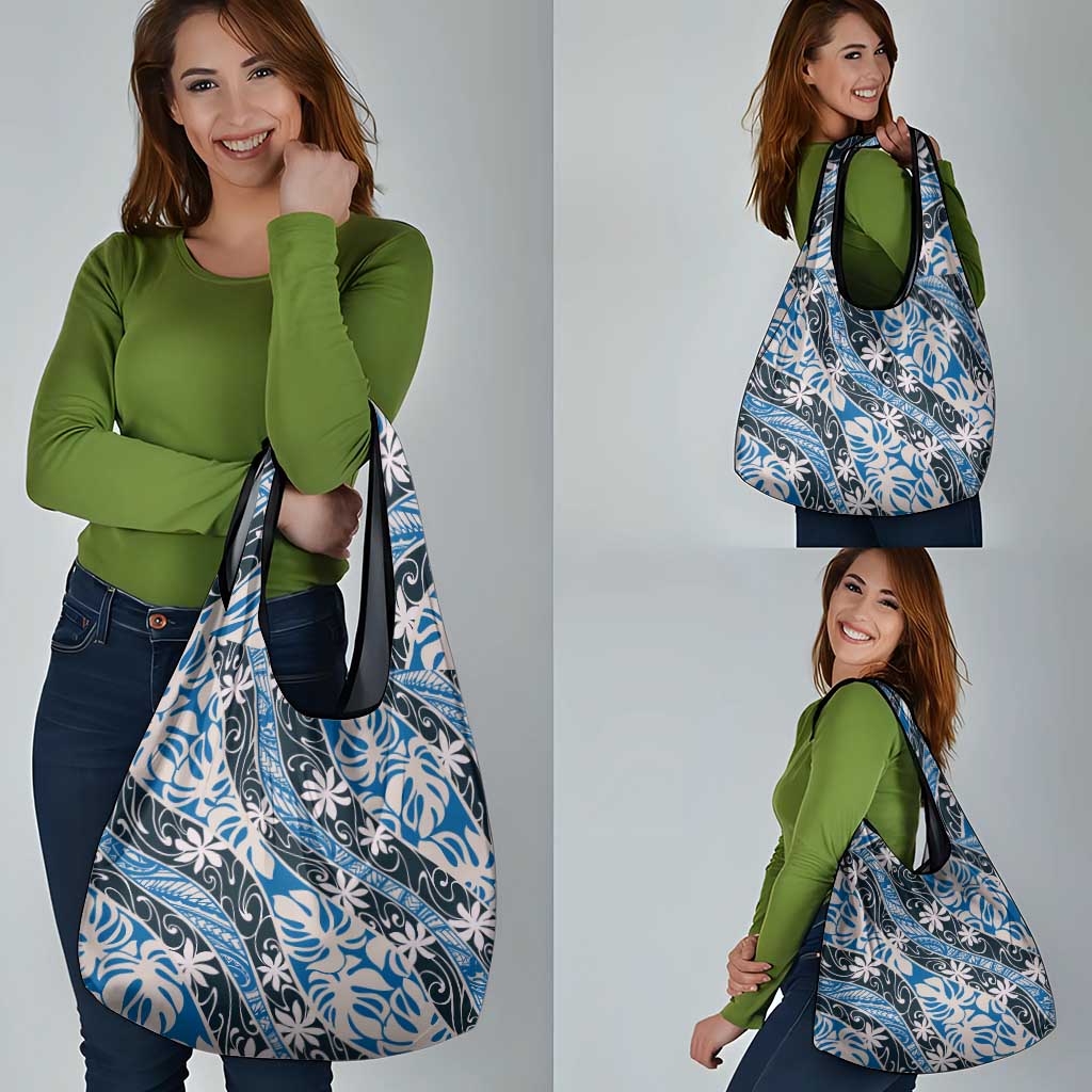 Ninamu Tahiti Tiare Monstera Grocery Bag Polynesian Pattern Curve Style - Polynesian Pride