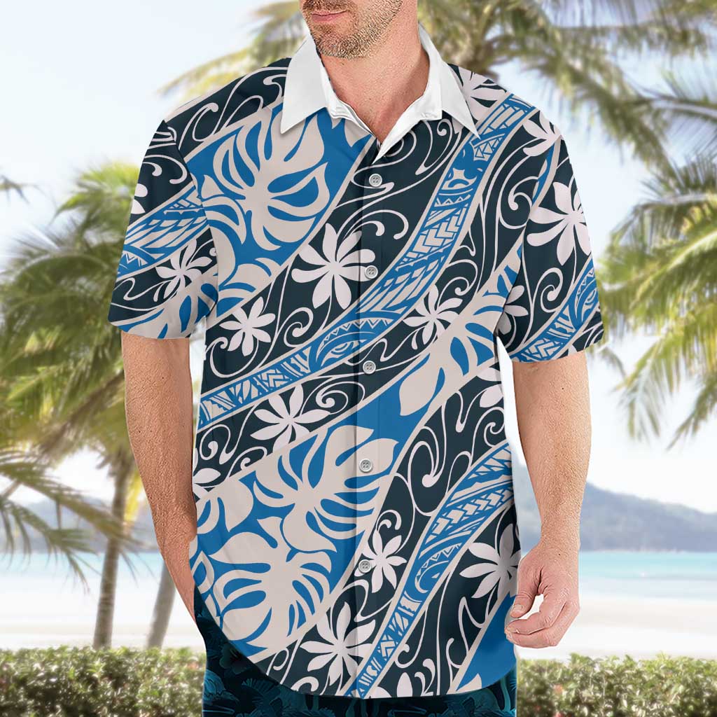 Ninamu Tahiti Tiare Monstera Hawaiian Shirt Polynesian Pattern Curve Style - Polynesian Pride