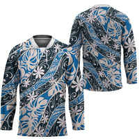 Ninamu Tahiti Tiare Monstera Hockey Jersey Polynesian Pattern Curve Style LT01 - Polynesian Pride