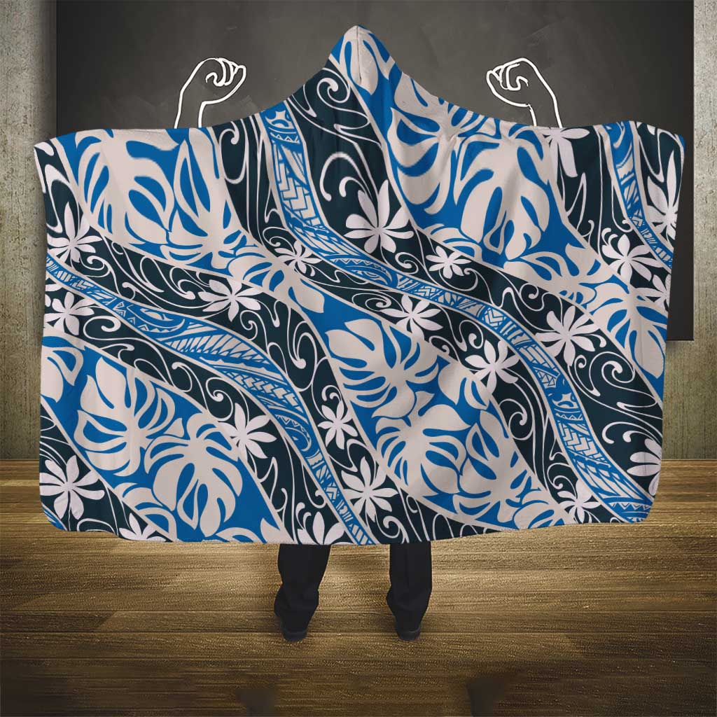 Ninamu Tahiti Tiare Monstera Hooded Blanket Polynesian Pattern Curve Style LT01 - Polynesian Pride