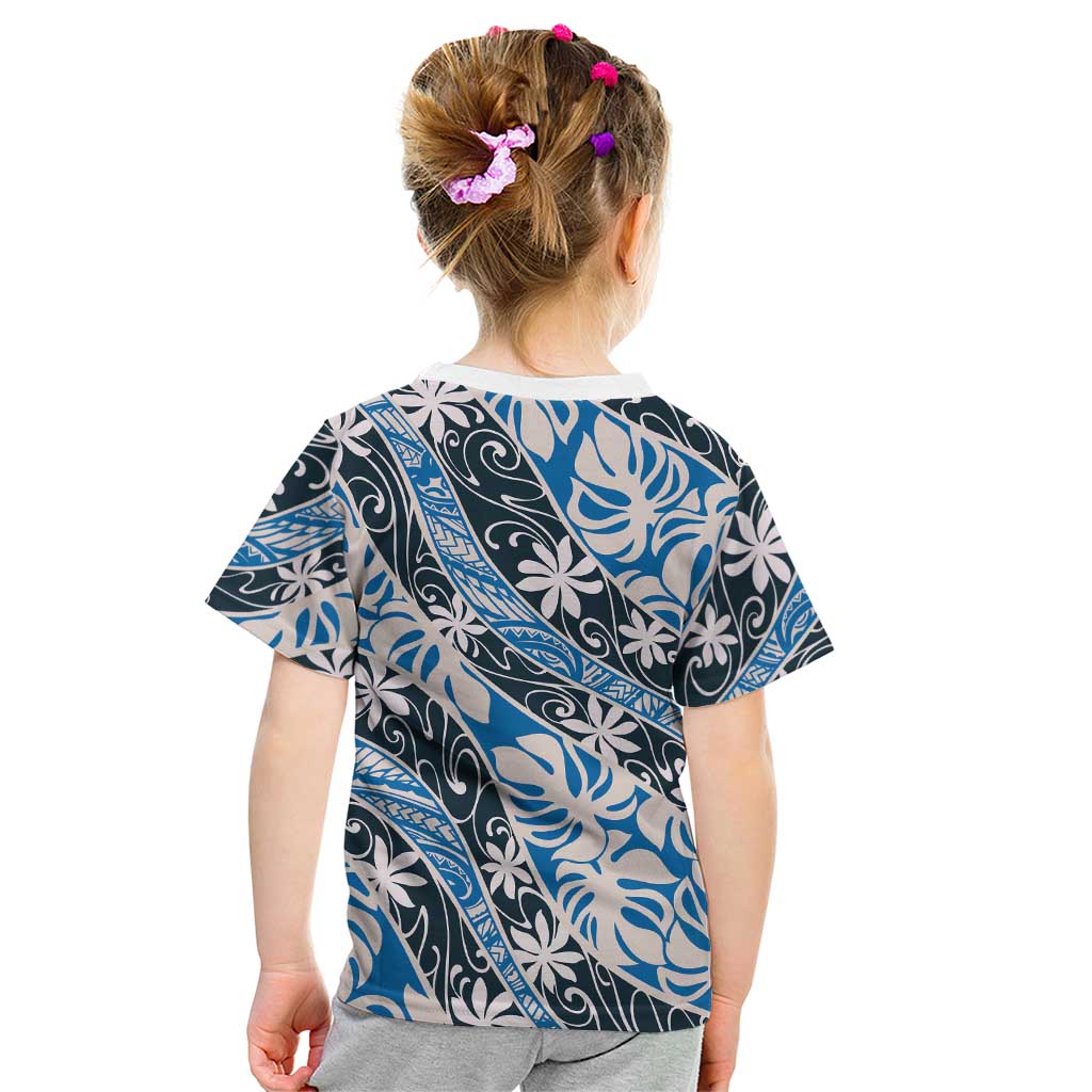 Ninamu Tahiti Tiare Monstera Kid T Shirt Polynesian Pattern Curve Style LT01 - Polynesian Pride