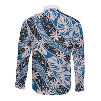 Ninamu Tahiti Tiare Monstera Long Sleeve Button Shirt Polynesian Pattern Curve Style LT01 - Polynesian Pride