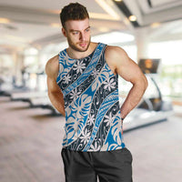 Ninamu Tahiti Tiare Monstera Men Tank Top Polynesian Pattern Curve Style LT01 Blue - Polynesian Pride