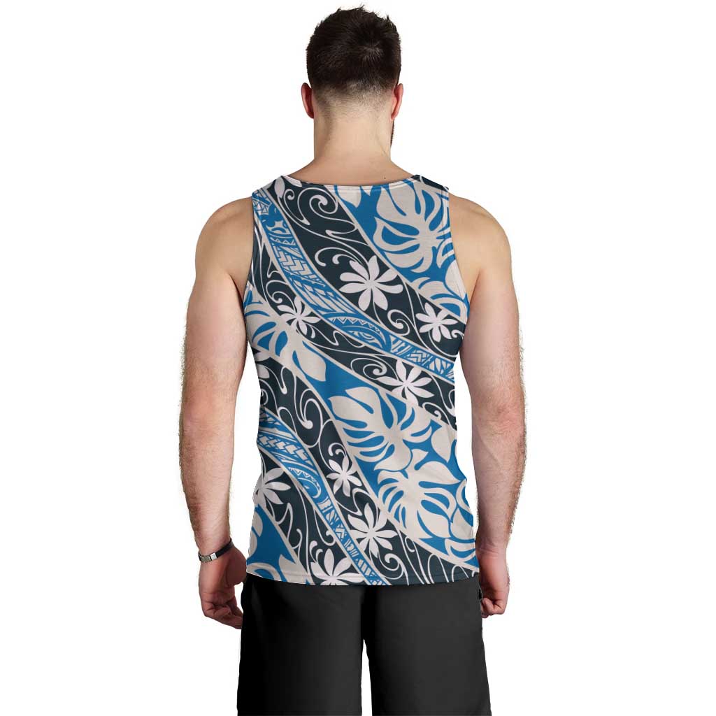 Ninamu Tahiti Tiare Monstera Men Tank Top Polynesian Pattern Curve Style LT01 - Polynesian Pride