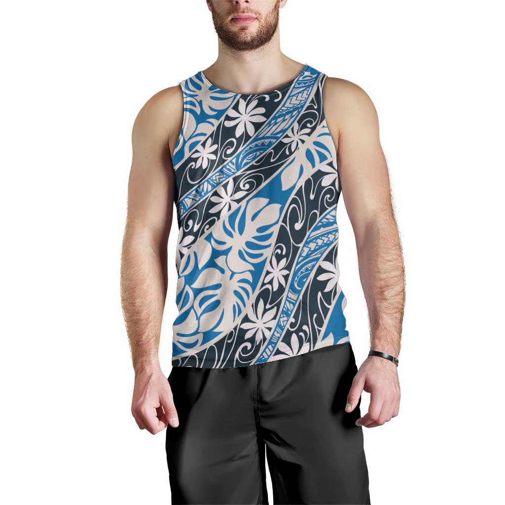 Ninamu Tahiti Tiare Monstera Men Tank Top Polynesian Pattern Curve Style LT01 - Polynesian Pride