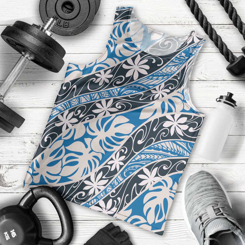 Ninamu Tahiti Tiare Monstera Men Tank Top Polynesian Pattern Curve Style LT01 - Polynesian Pride