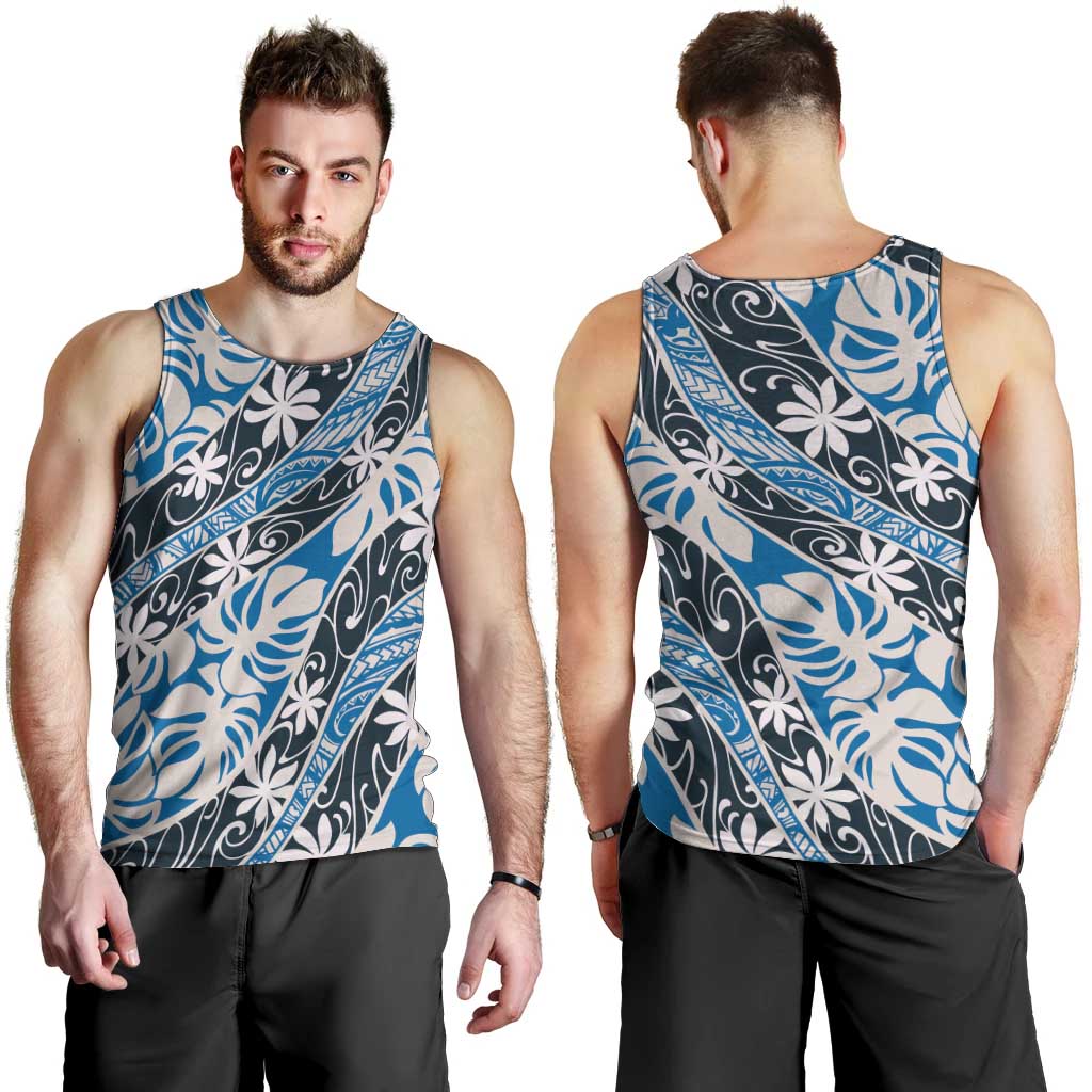 Ninamu Tahiti Tiare Monstera Men Tank Top Polynesian Pattern Curve Style LT01 - Polynesian Pride