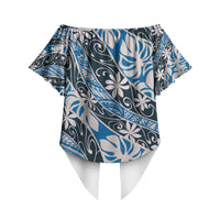 Ninamu Tahiti Tiare Monstera Off Shoulder Wrap Waist Top Polynesian Pattern Curve Style LT01 - Polynesian Pride