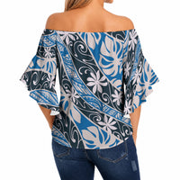Ninamu Tahiti Tiare Monstera Off Shoulder Wrap Waist Top Polynesian Pattern Curve Style LT01 - Polynesian Pride