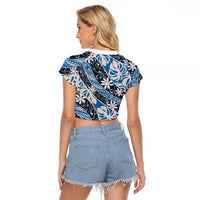 Ninamu Tahiti Tiare Monstera Raglan Cropped T Shirt Polynesian Pattern Curve Style - Polynesian Pride