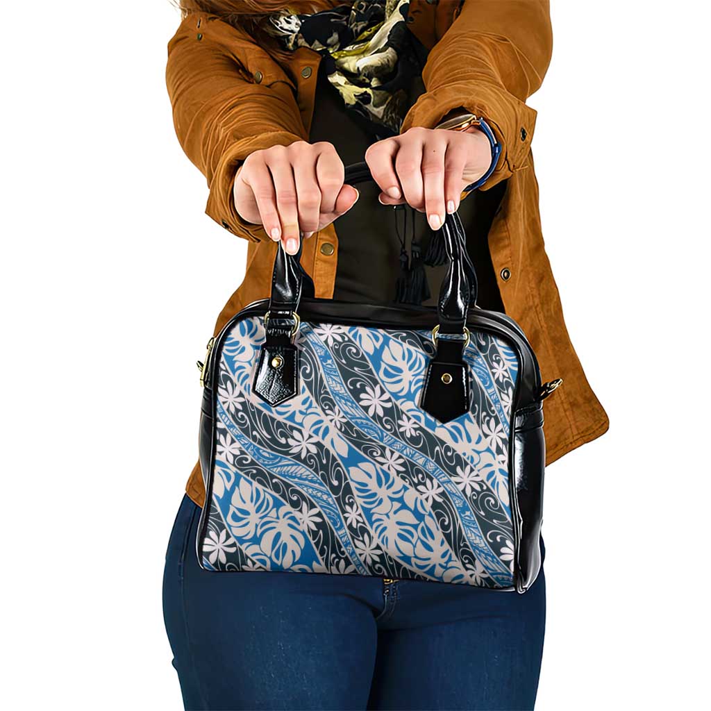 Ninamu Tahiti Tiare Monstera Shoulder Handbag Polynesian Pattern Curve Style - Polynesian Pride