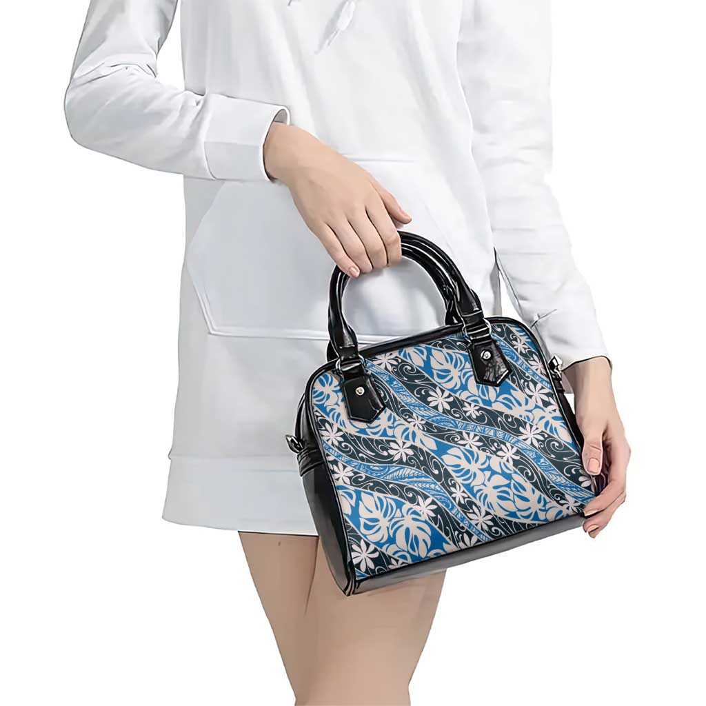 Ninamu Tahiti Tiare Monstera Shoulder Handbag Polynesian Pattern Curve Style - Polynesian Pride