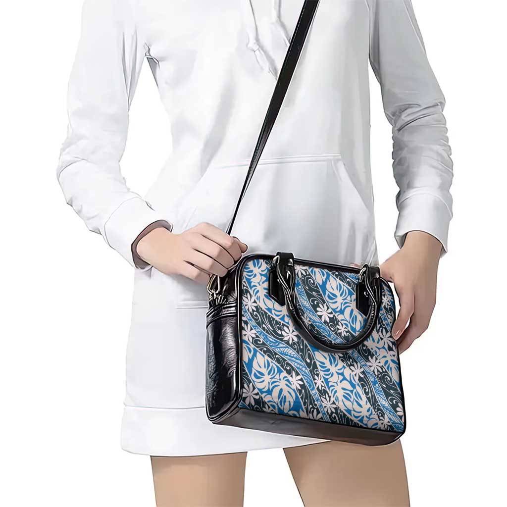 Ninamu Tahiti Tiare Monstera Shoulder Handbag Polynesian Pattern Curve Style - Polynesian Pride