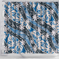 Ninamu Tahiti Tiare Monstera Shower Curtain Polynesian Pattern Curve Style - Polynesian Pride