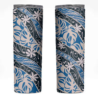 Ninamu Tahiti Tiare Monstera Skinny Tumbler Polynesian Pattern Curve Style LT01 Blue - Polynesian Pride