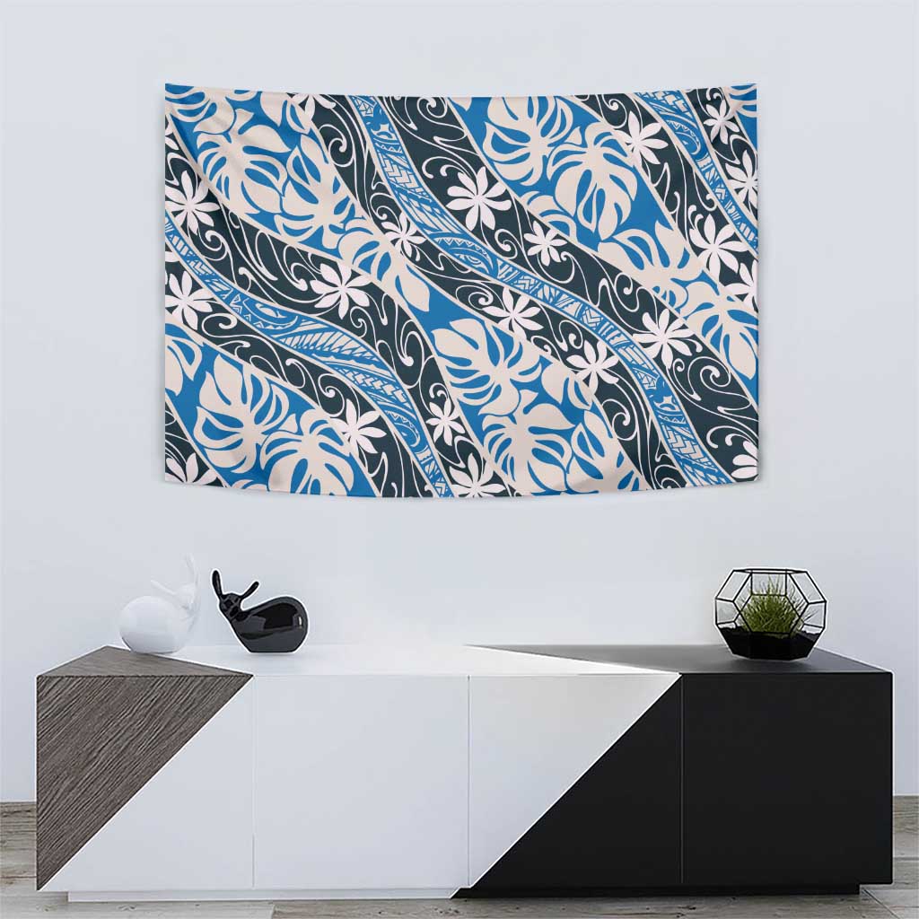 Ninamu Tahiti Tiare Monstera Tapestry Polynesian Pattern Curve Style - Polynesian Pride