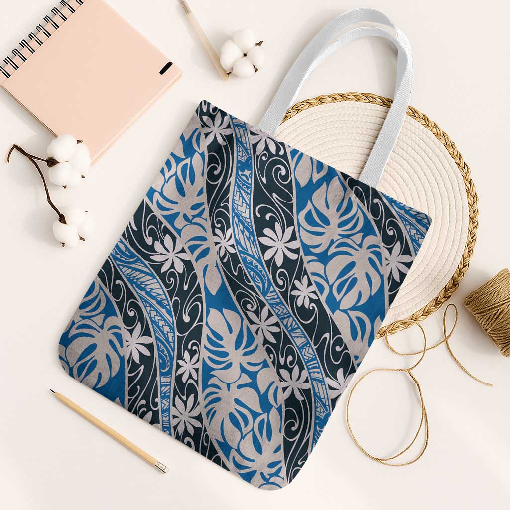 Ninamu Tahiti Tiare Monstera Tote Bag Polynesian Pattern Curve Style - Polynesian Pride