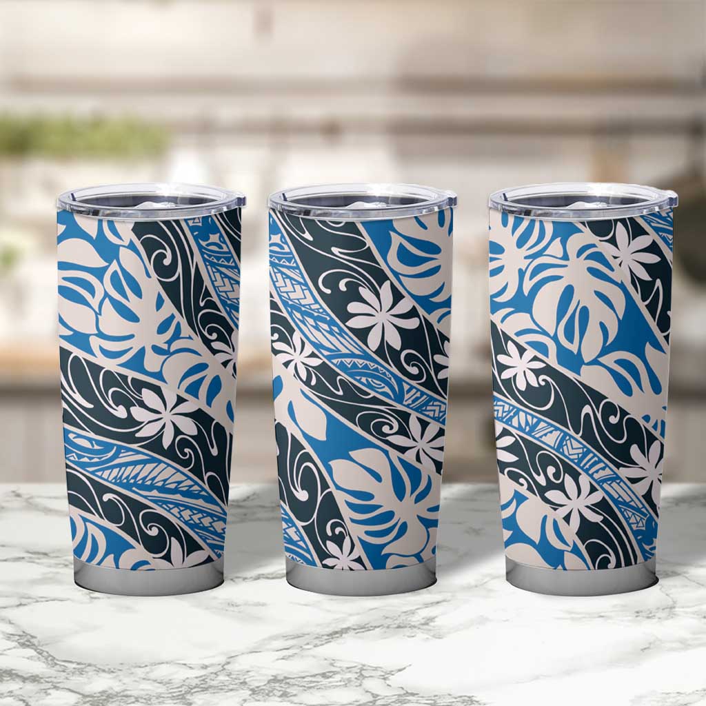 Ninamu Tahiti Tiare Monstera Tumbler Cup Polynesian Pattern Curve Style LT01 - Polynesian Pride