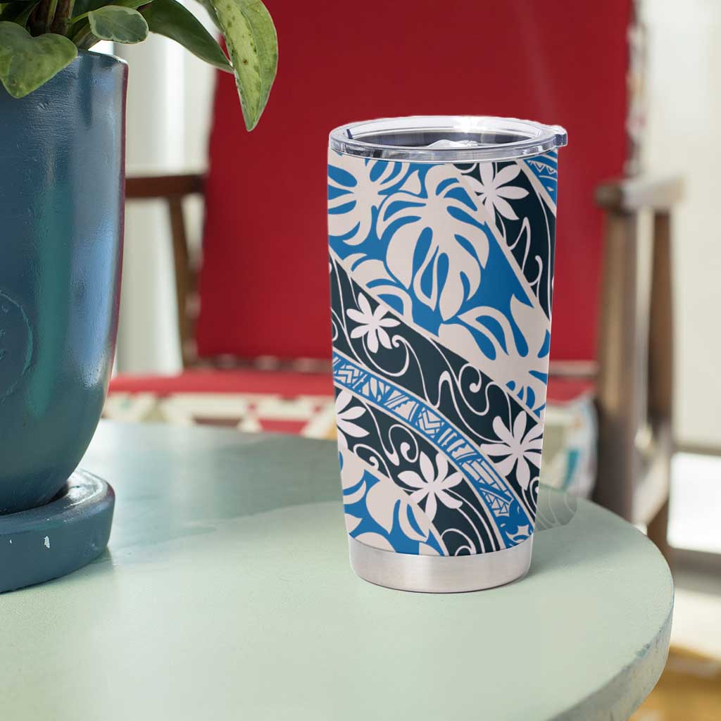Ninamu Tahiti Tiare Monstera Tumbler Cup Polynesian Pattern Curve Style LT01 - Polynesian Pride