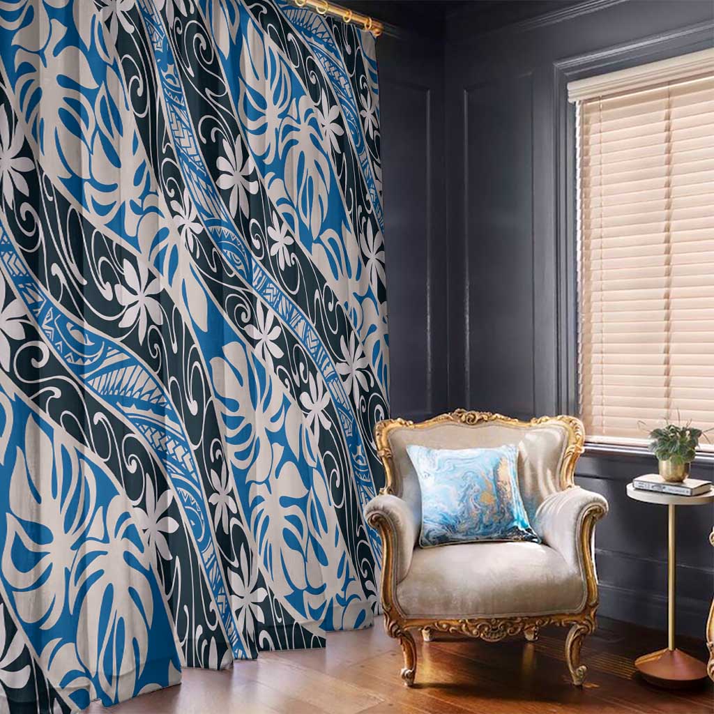 Ninamu Tahiti Tiare Monstera Window Curtain Polynesian Pattern Curve Style - Polynesian Pride