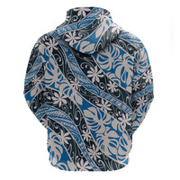 Ninamu Tahiti Tiare Monstera Zip Hoodie Polynesian Pattern Curve Style LT01 - Polynesian Pride