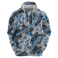 Ninamu Tahiti Tiare Monstera Zip Hoodie Polynesian Pattern Curve Style LT01 - Polynesian Pride