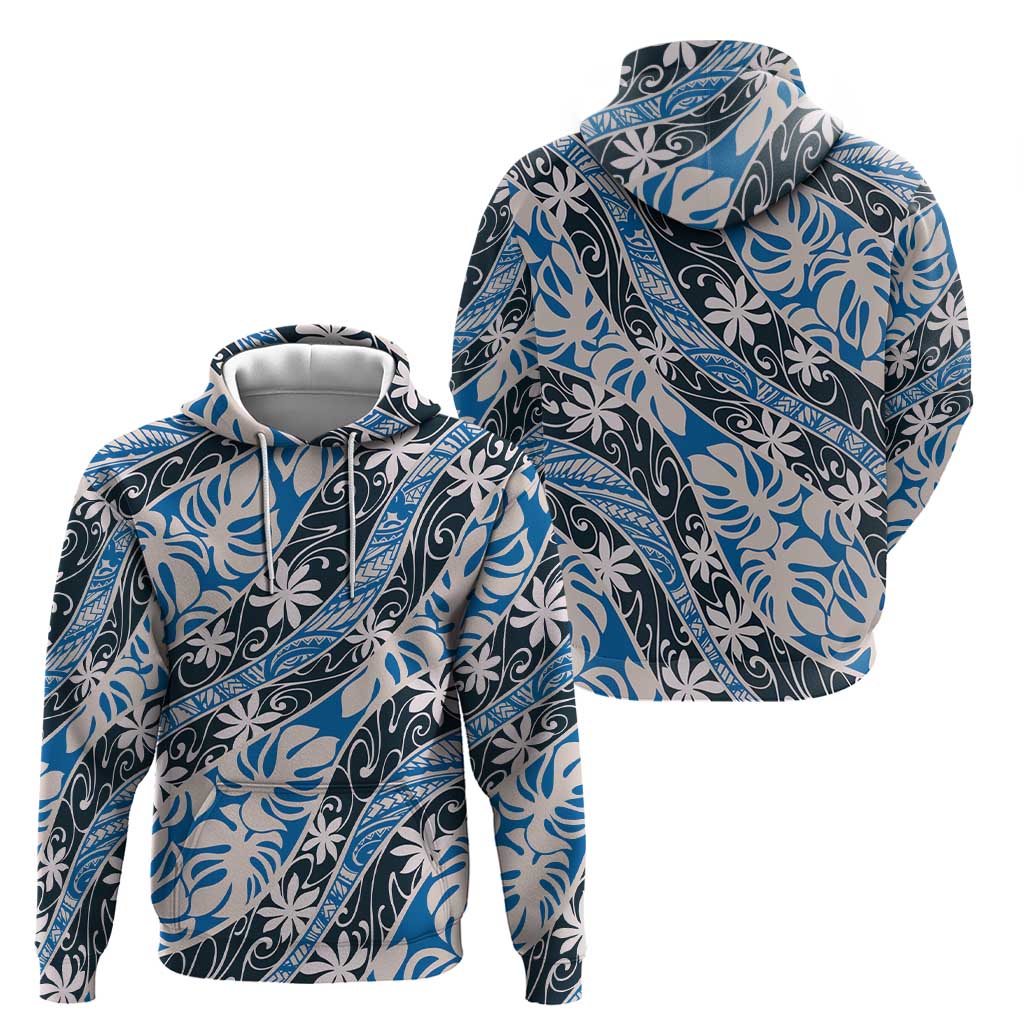 Ninamu Tahiti Tiare Monstera Zip Hoodie Polynesian Pattern Curve Style LT01 - Polynesian Pride