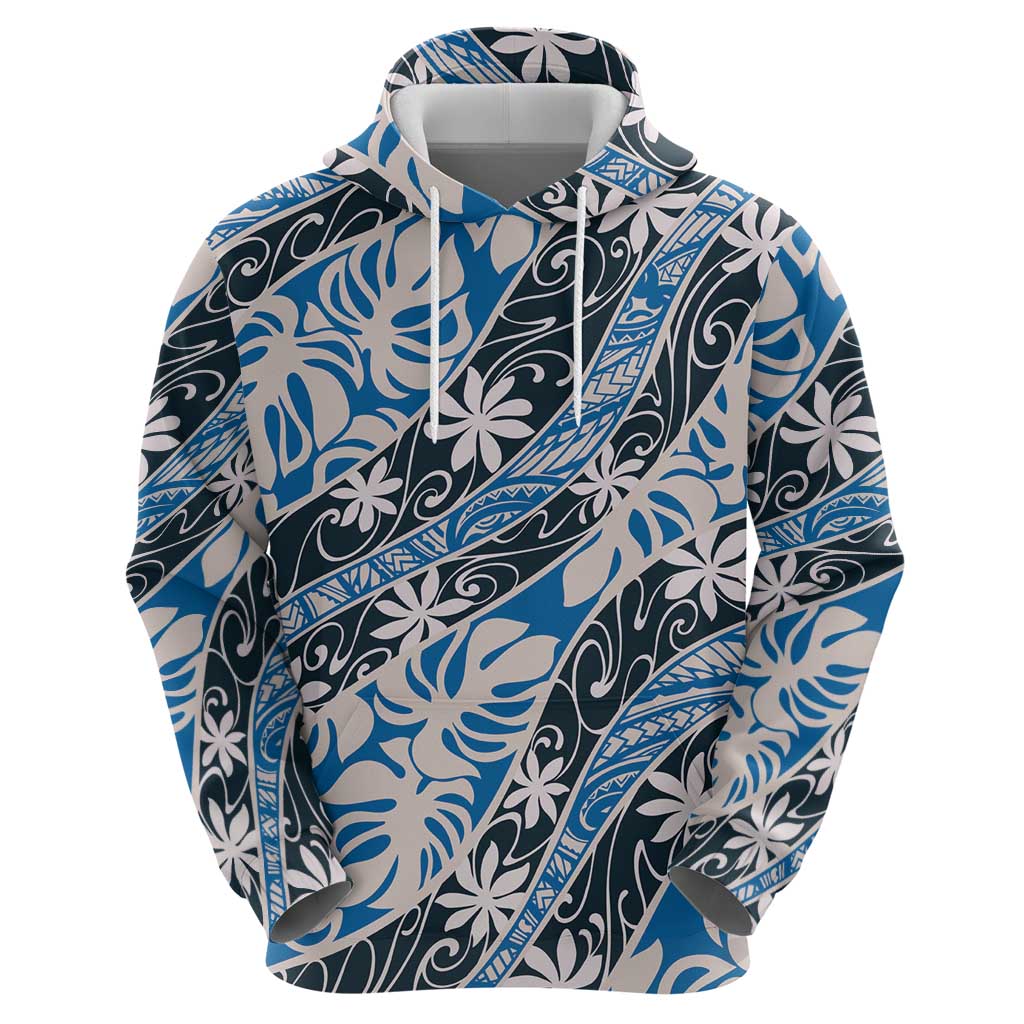 Ninamu Tahiti Tiare Monstera Zip Hoodie Polynesian Pattern Curve Style LT01 - Polynesian Pride