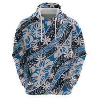 Ninamu Tahiti Tiare Monstera Zip Hoodie Polynesian Pattern Curve Style LT01 - Polynesian Pride