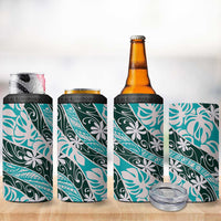 Cyan Tahiti Tiare Monstera 4 in 1 Can Cooler Tumbler Polynesian Pattern Curve Style LT01 - Polynesian Pride