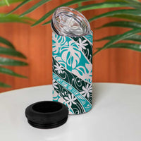Cyan Tahiti Tiare Monstera 4 in 1 Can Cooler Tumbler Polynesian Pattern Curve Style LT01 - Polynesian Pride