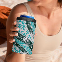 Cyan Tahiti Tiare Monstera 4 in 1 Can Cooler Tumbler Polynesian Pattern Curve Style LT01 - Polynesian Pride