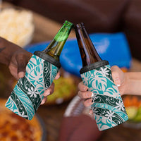 Cyan Tahiti Tiare Monstera 4 in 1 Can Cooler Tumbler Polynesian Pattern Curve Style LT01 - Polynesian Pride
