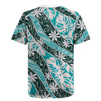 Cyan Tahiti Tiare Monstera Rugby Jersey Polynesian Pattern Curve Style - Polynesian Pride