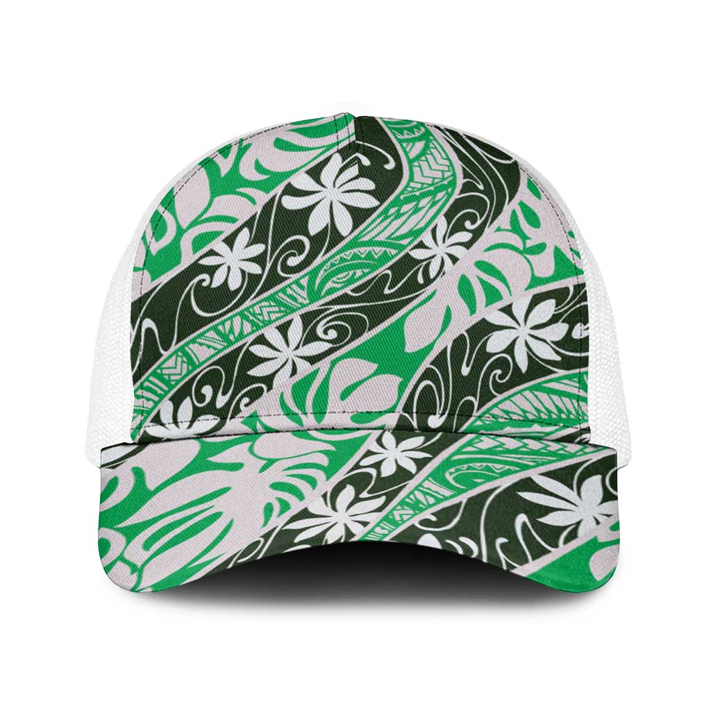 Matie Tahiti Tiare Monstera Baseball Net Cap Polynesian Pattern Curve Style - Polynesian Pride