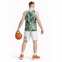 Matie Tahiti Tiare Monstera Basketball Jersey Polynesian Pattern Curve Style - Polynesian Pride