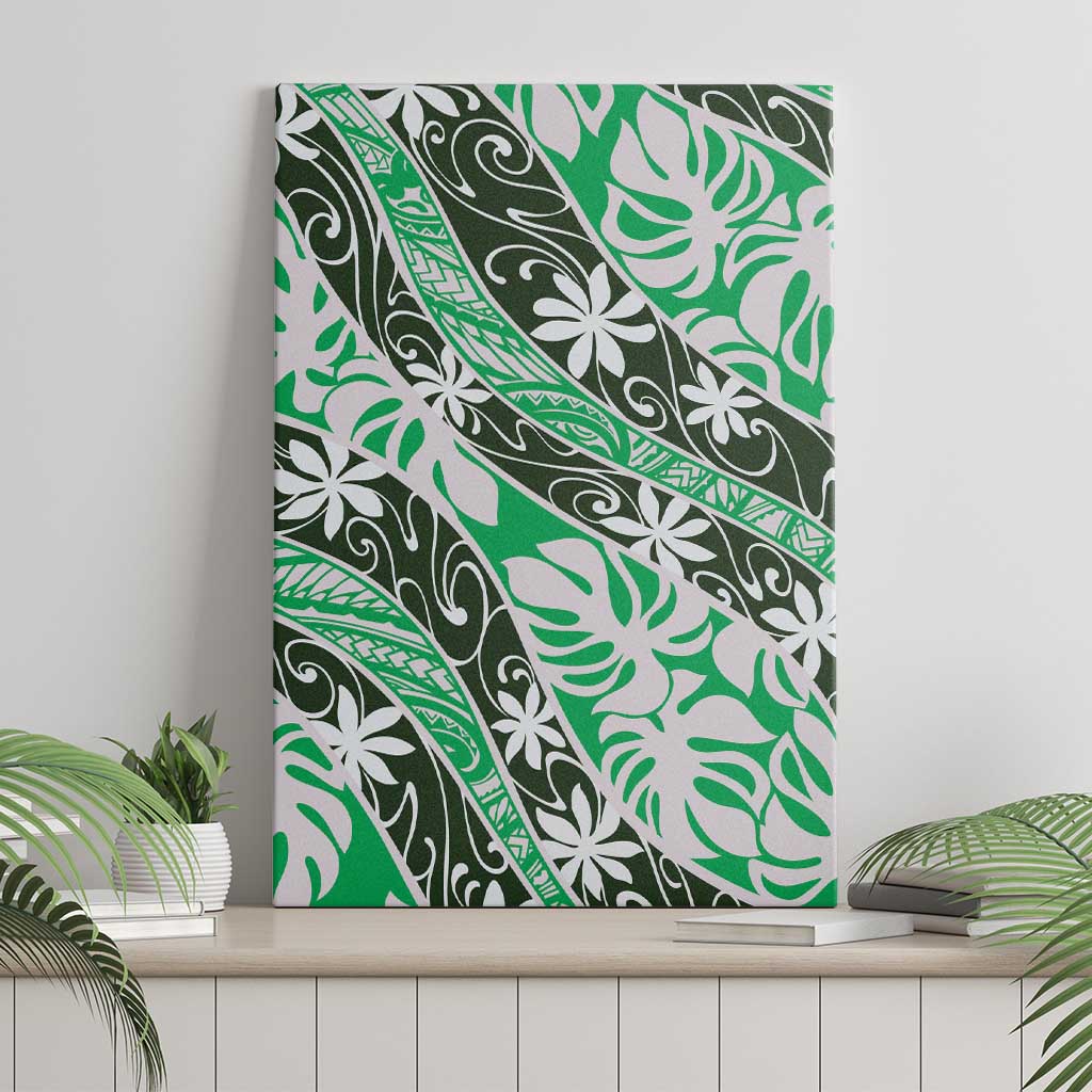 Matie Tahiti Tiare Monstera Canvas Wall Art Polynesian Pattern Curve Style - Polynesian Pride