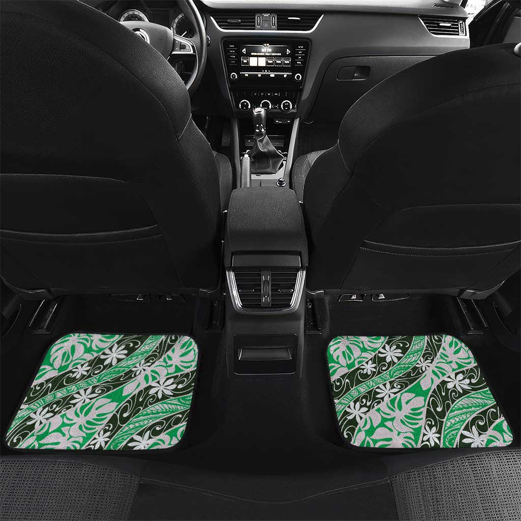 Matie Tahiti Tiare Monstera Car Mats Polynesian Pattern Curve Style - Polynesian Pride