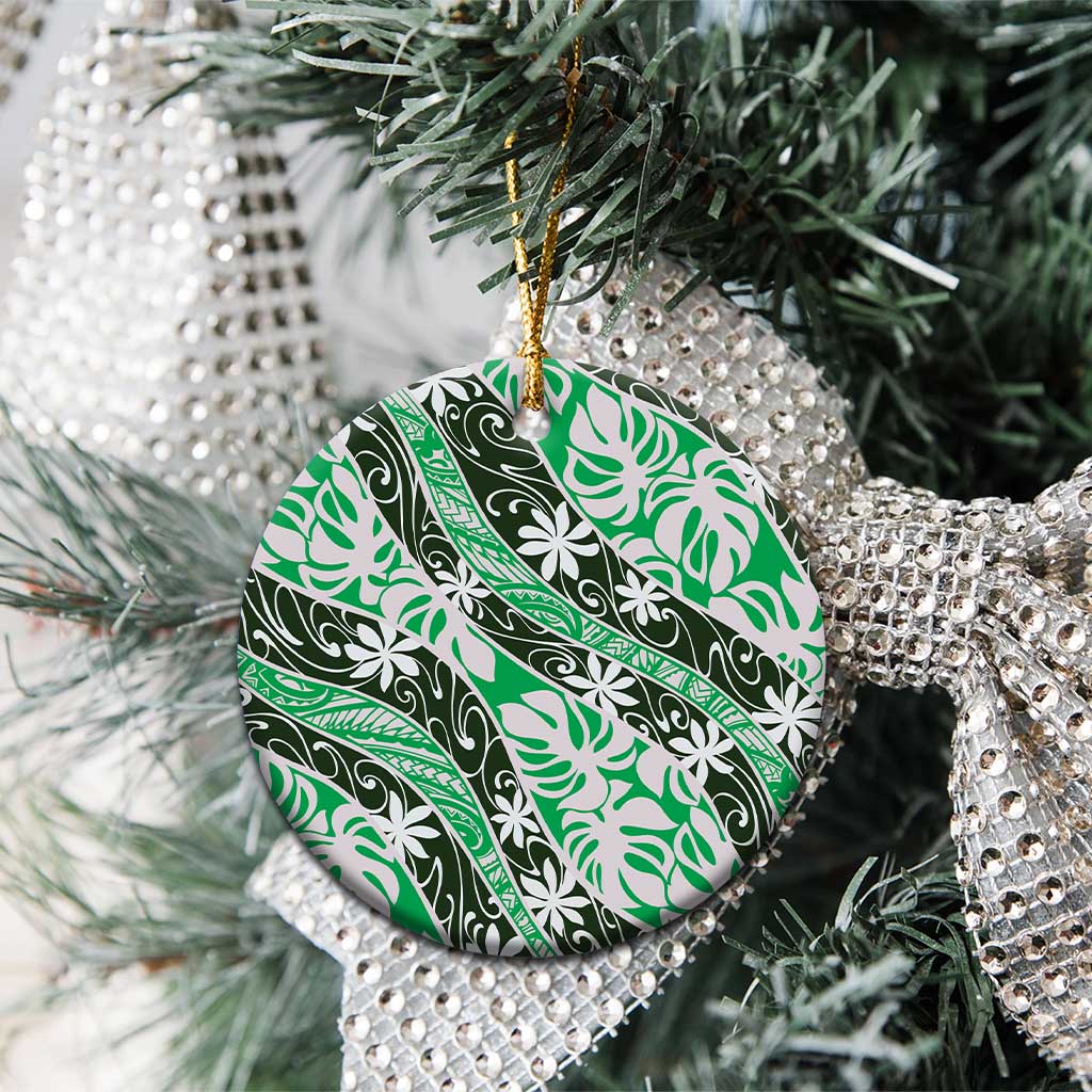 Matie Tahiti Tiare Monstera Ceramic Ornament Polynesian Pattern Curve Style - Polynesian Pride