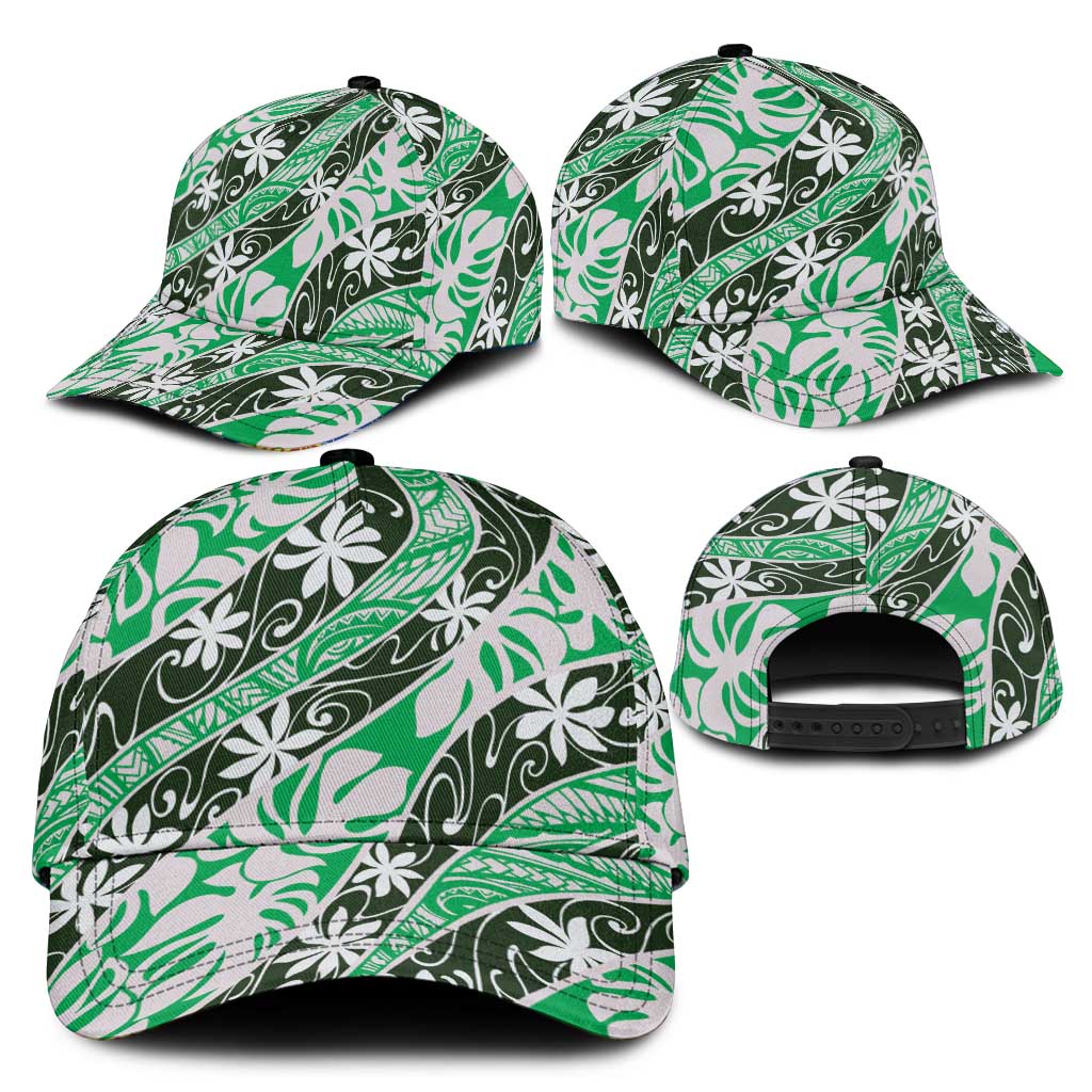 Matie Tahiti Tiare Monstera Classic Cap Polynesian Pattern Curve Style - Polynesian Pride
