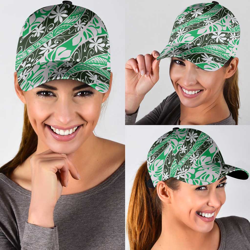 Matie Tahiti Tiare Monstera Classic Cap Polynesian Pattern Curve Style - Polynesian Pride