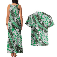 Matie Tahiti Tiare Monstera Couples Matching Tank Maxi Dress and Hawaiian Shirt Polynesian Pattern Curve Style LT01 - Polynesian Pride