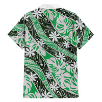 Matie Tahiti Tiare Monstera Family Matching Off The Shoulder Long Sleeve Dress and Hawaiian Shirt Polynesian Pattern Curve Style LT01 - Polynesian Pride